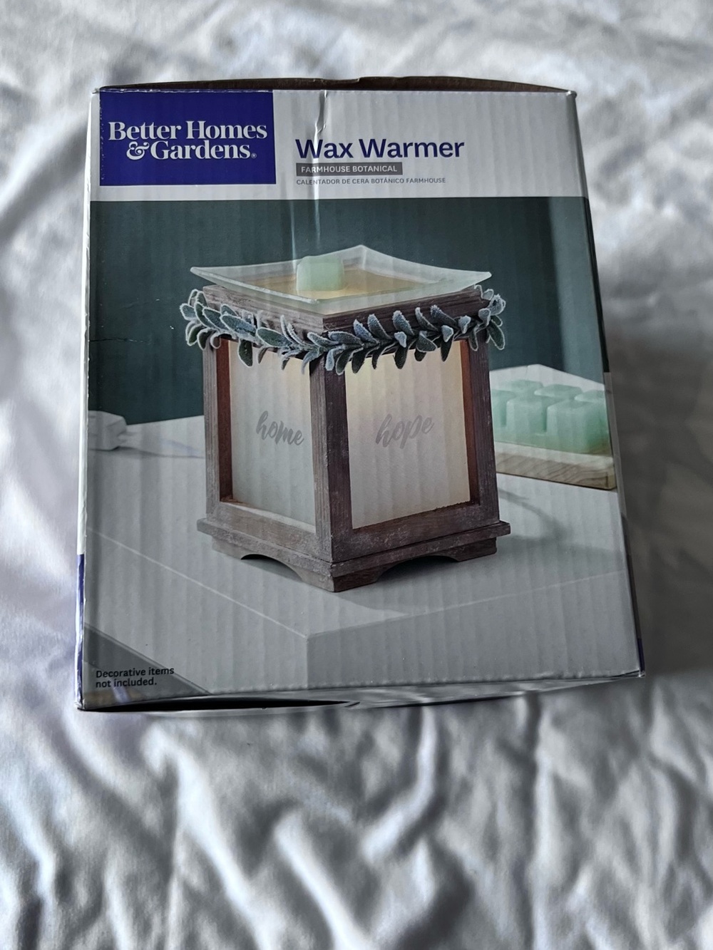 Better Homes And Gardens Brown and Cream Farmhouse Wax Warmer with Leaf Trim